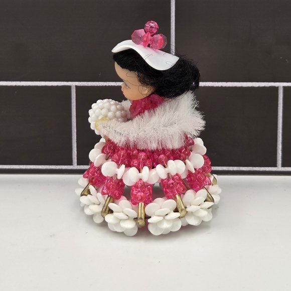 Vintage Safety Pin Doll Figurine Brunette Pink And White GLOWS - Picture 3 of 9